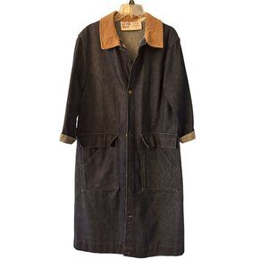 Vintage Denim Duster Coat With Corduroy Collar By The Spirit Of The West